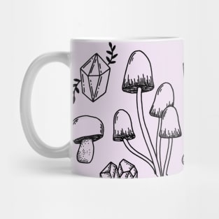 Crystals Fungi, Witchy Cottagecore of Botanical Fairytale Mushrooms Mug